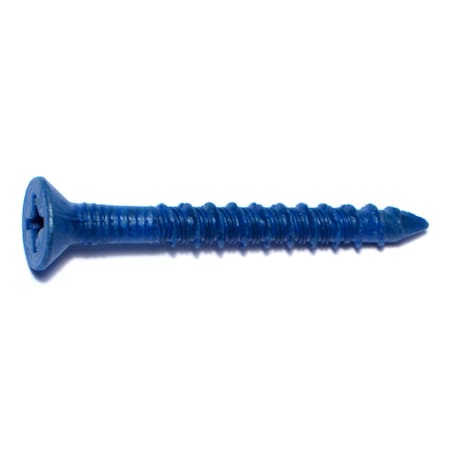 Red Head Tapcon Concrete Screw, 1/4" Dia., Flat, 2 1/4 in L, Steel Blue Ruspert, 100 PK 08133